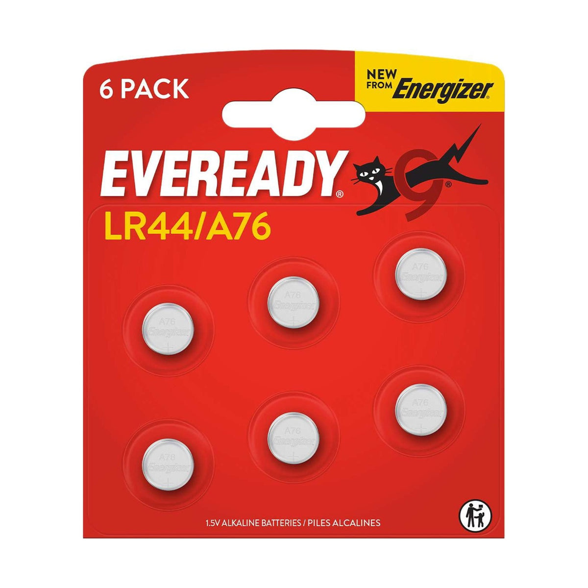 Eveready LR44 Alkaline Coin Batteries - 6 Pack