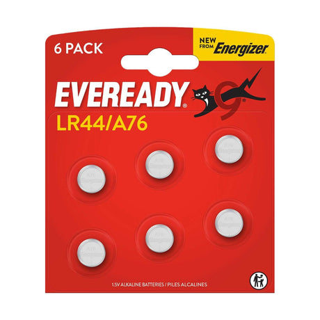 Eveready LR44 Alkaline Coin Batteries - 6 Pack