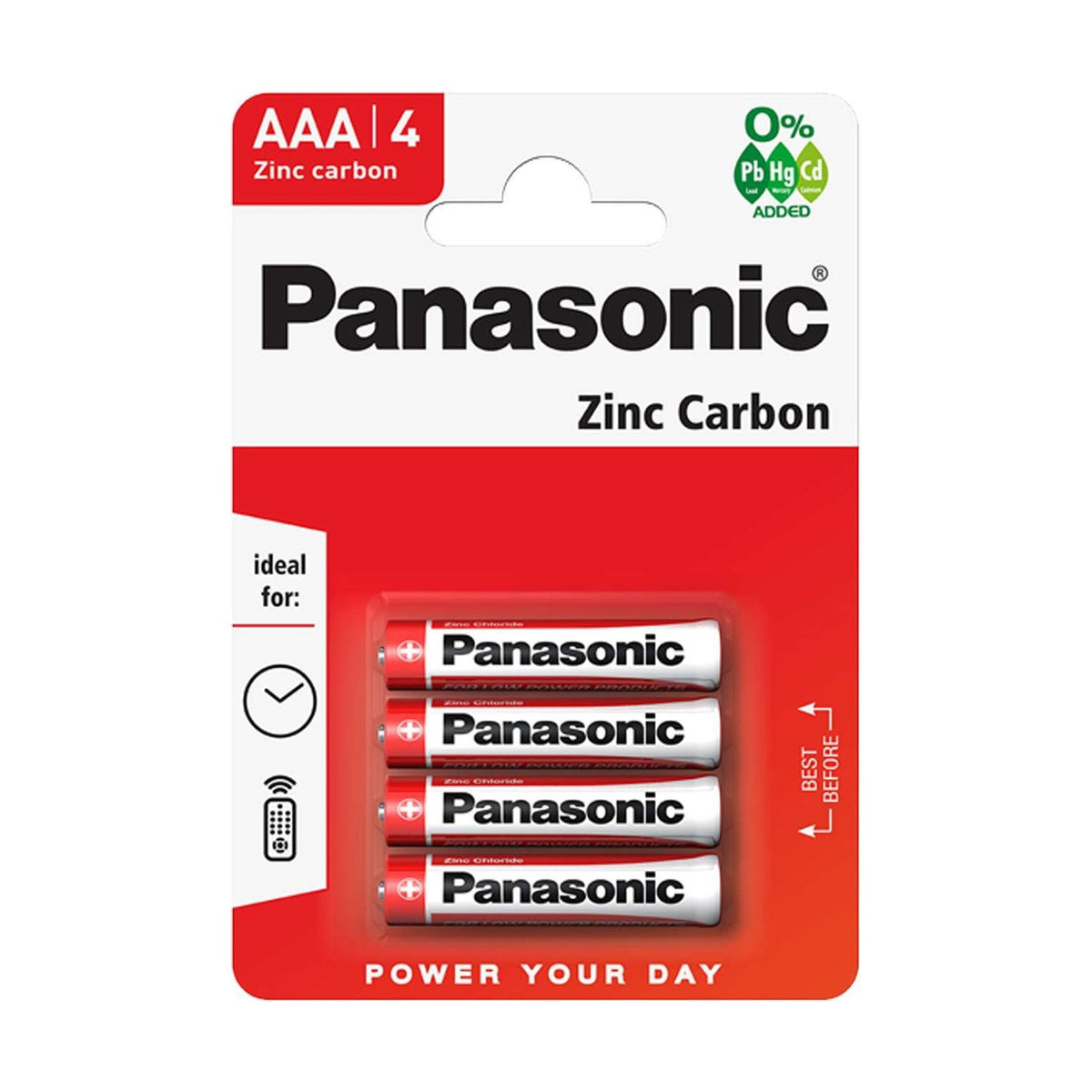 Panasonic Zinc Carbon AAA Batteries (R03) - 4 Pack retail pack