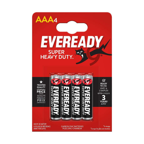 Eveready Super Heavy Duty AAA Batteries (R03) - 4 Pack retail pack