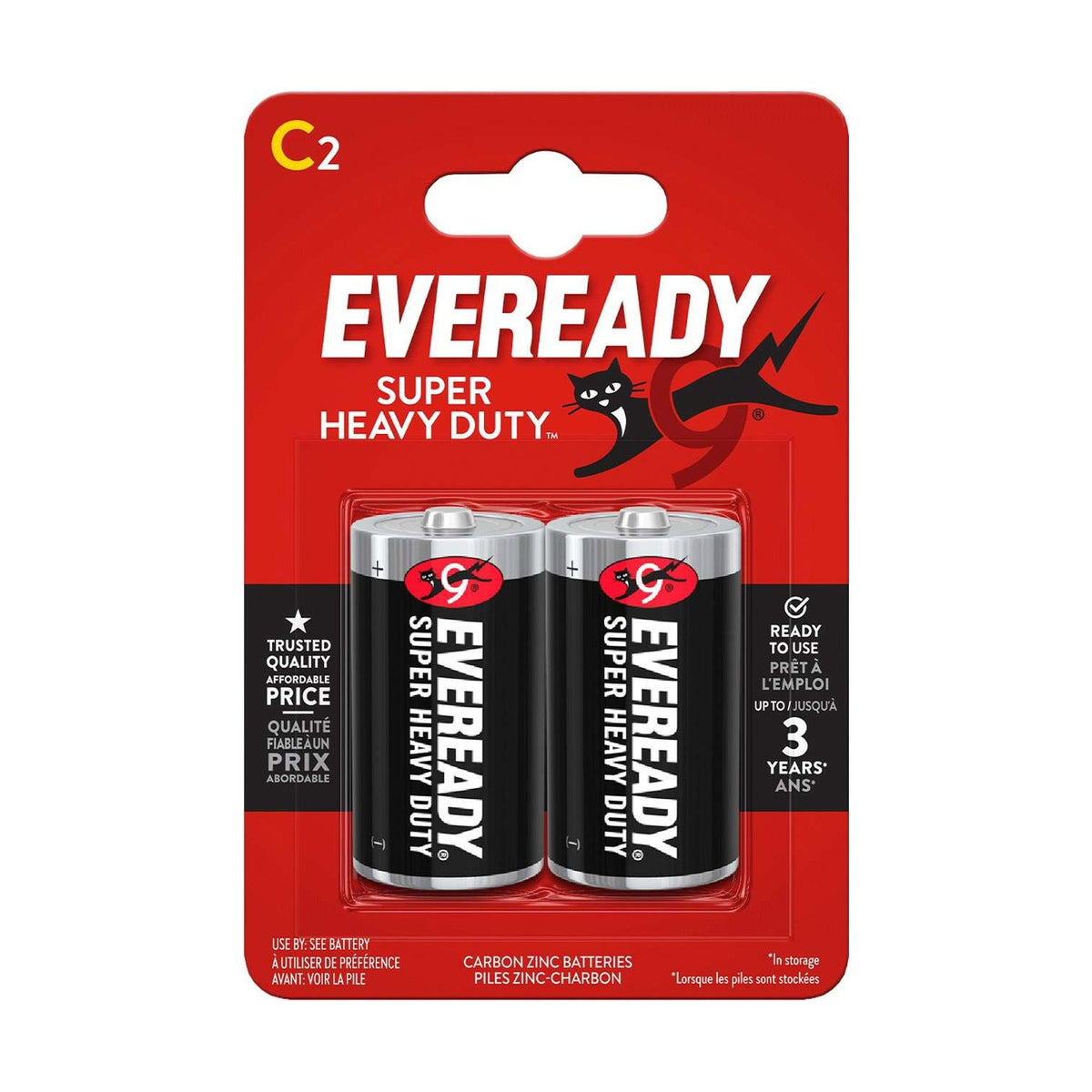 Eveready Super Heavy Duty C Batteries (R14) - 2 Pack retail pack