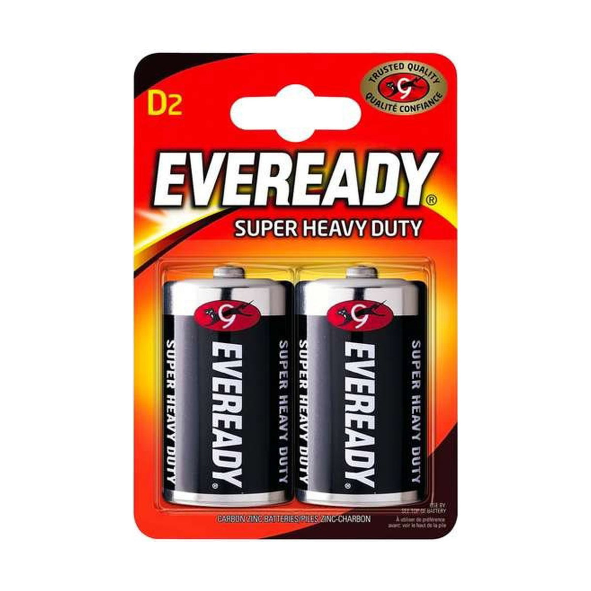 Eveready Super Heavy Duty D Batteries (R20) - 2 Pack retail pack