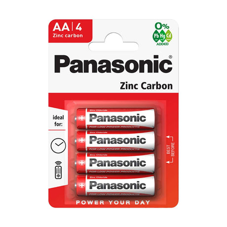 Panasonic Zinc Carbon AA Batteries (R6) - 4 Pack retail pack