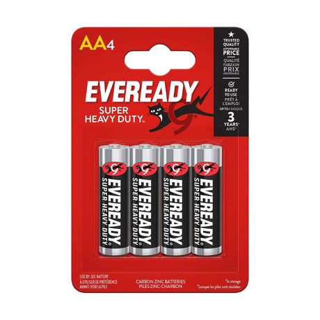 Eveready Super Heavy Duty AA Batteries (R6) - 4 Pack retail pack