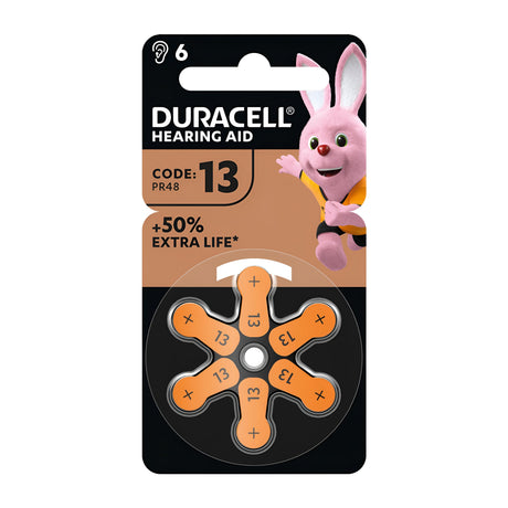 Duracell 13 Hearing Aid Batteries (6 Pack)