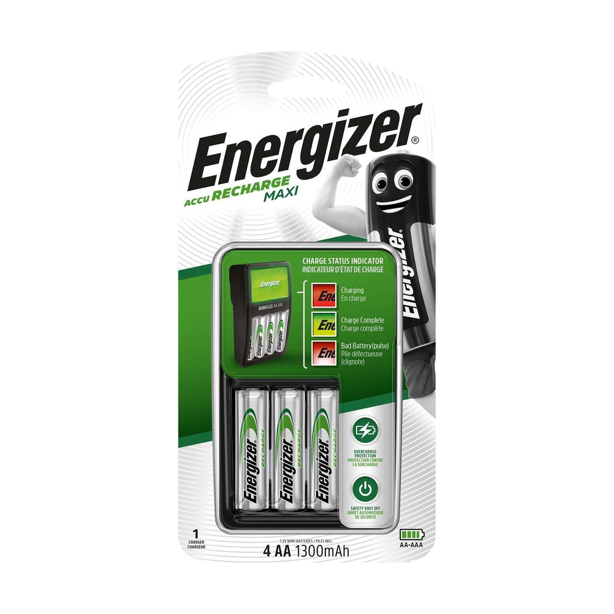 Energizer Maxi Charger + 4x AA 1300mAh Batteries retail pack