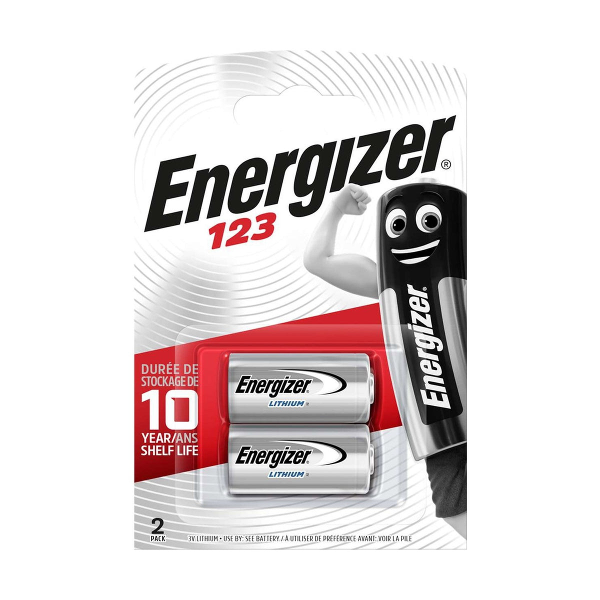 Energizer Specialty CR123 Batteries (CR123A) - 2 Pack retail pack