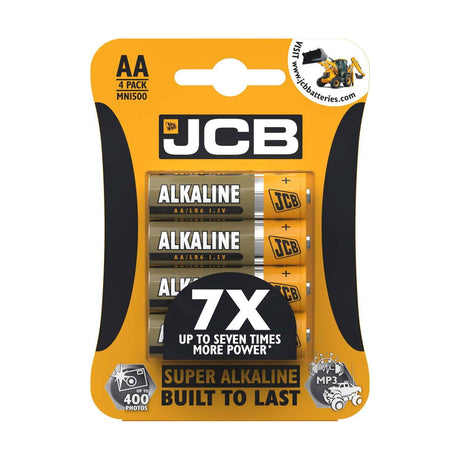 JCB Super Alkaline AA Batteries (LR6) - 4 Pack retail pack