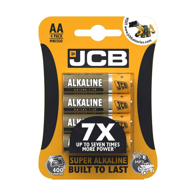 JCB Super Alkaline AA Batteries (LR6) - 4 Pack retail pack