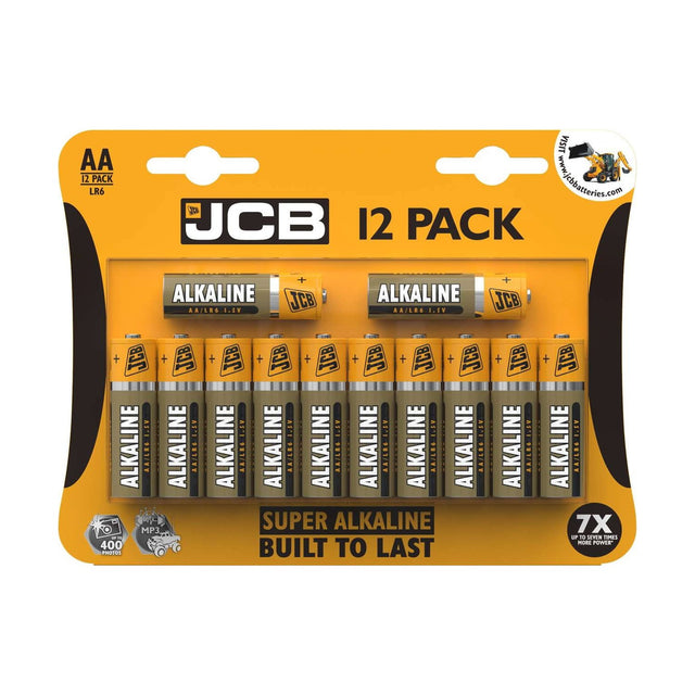JCB Super Alkaline AA Batteries (LR6) - 12 Pack retail pack