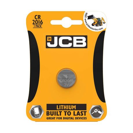 JCB Lithium Coin Cell Batteries (CR2016) - 1 Pack retail pack