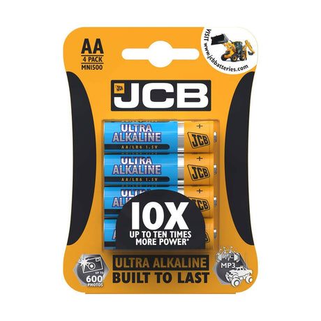 JCB Ultra Alkaline AA Batteries (LR6) - 4 Pack retail pack