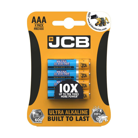 JCB Ultra Alkaline AAA Batteries (LR03) - 4 Pack retail pack