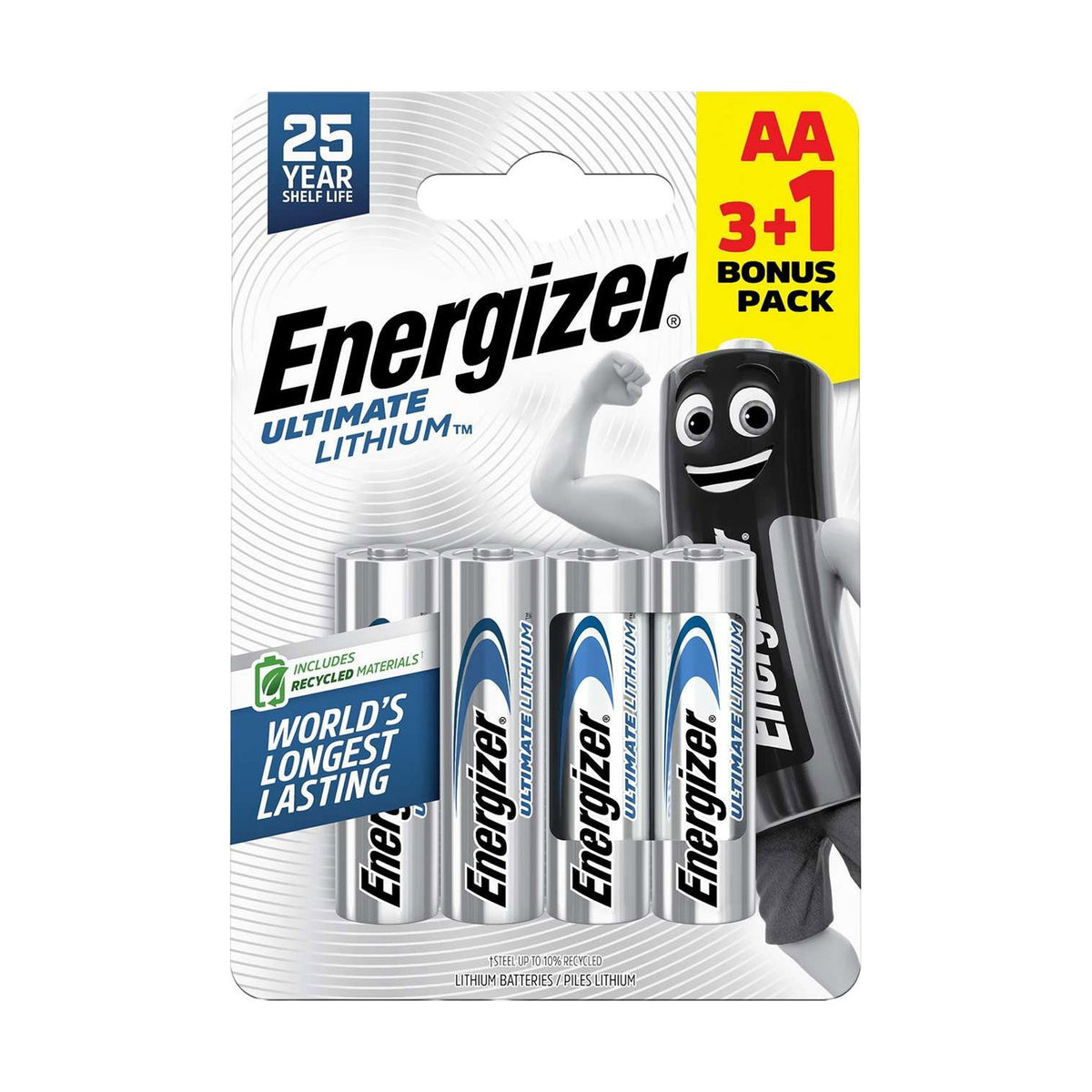 Energizer Ultimate Lithium AA Batteries (FR06) - 4 Pack retail pack