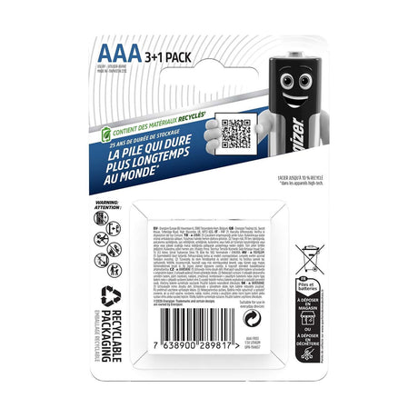 Energizer Ultimate Lithium AAA Batteries (FR03) - 4 Pack retail pack