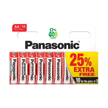 Panasonic Zinc AA Batteries (R6) - 10 Pack retail pack
