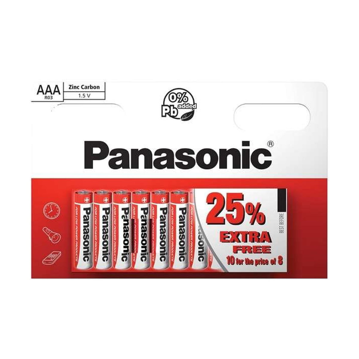 Panasonic Zinc Carbon AAA Batteries (R03) - 10 Pack retail pack