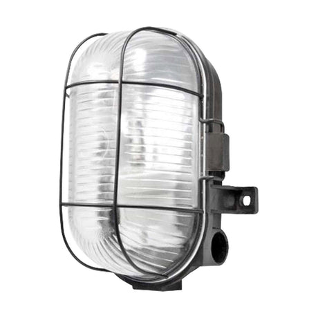 60W IP44 Oval Cage Bulkhead - Black