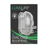 60W IP44 Oval Cage Bulkhead - Black retail pack