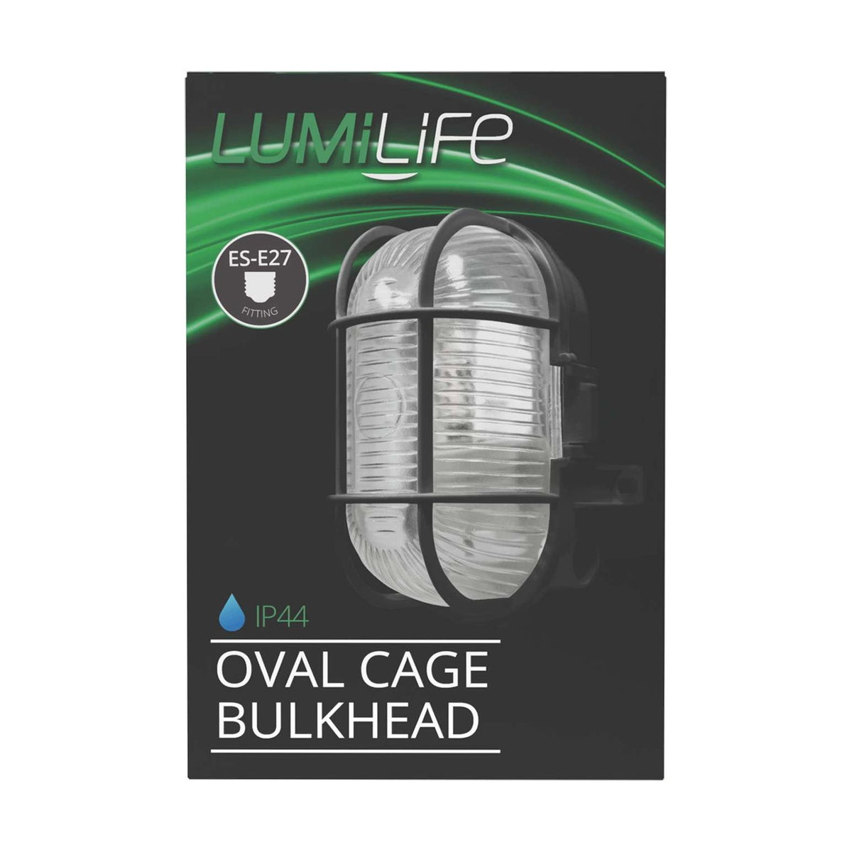 IP44 Oval Cage Bulkhead - White retail pack