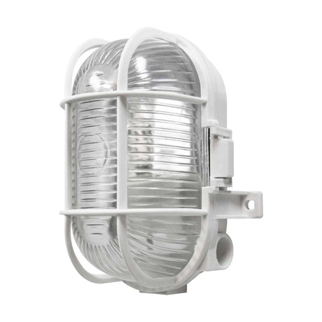IP44 Oval Cage Bulkhead - White