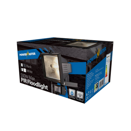 PowerMaster 400W IP44 Halogen PIR Floodlight - Black - Lamp Not Included