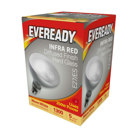 E27 (ES) Infra Red Heater Bulb 250W 1300lm - Warm White 2350K retail pack