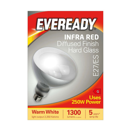 E27 (ES) Infra Red Heater Bulb 250W 1300lm - Warm White 2350K retail pack