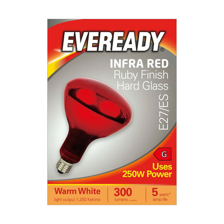 E27 (ES) Infra Red Heater Bulb 250W 300lm - Warm White 1250K retail pack