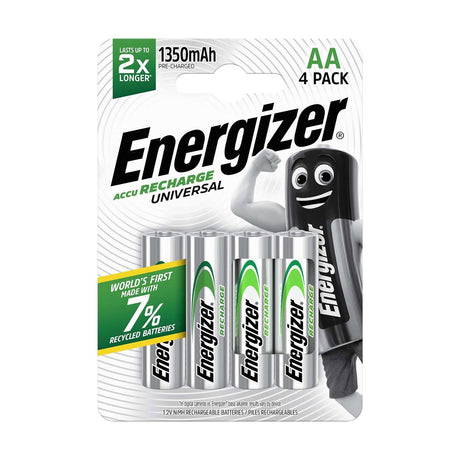 Energizer Recharge Universal AA Batteries (HR6) - 4 Pack retail pack