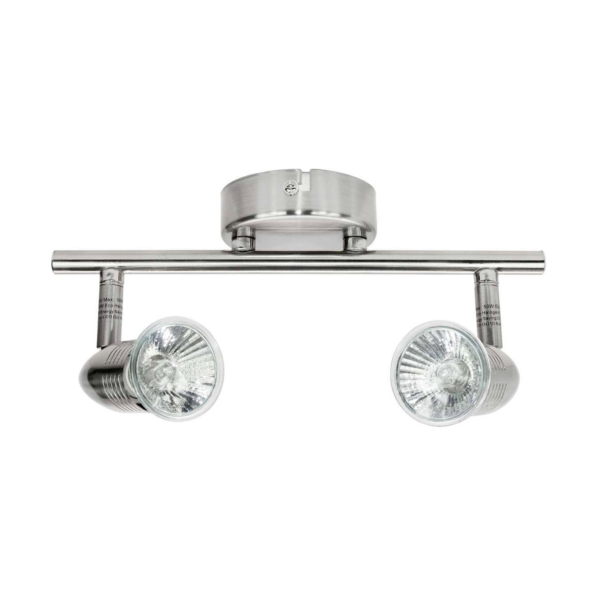 Twin Head GU10 Spotlight Bar - Brushed Chrome