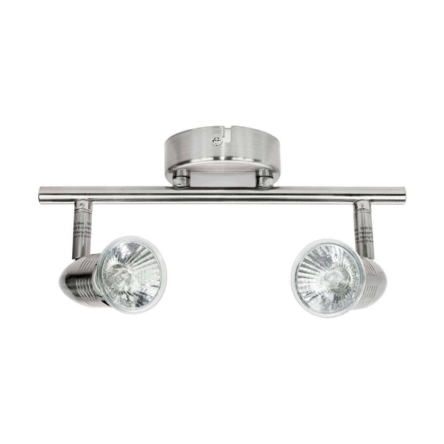 Twin Head GU10 Spotlight Bar - Brushed Chrome
