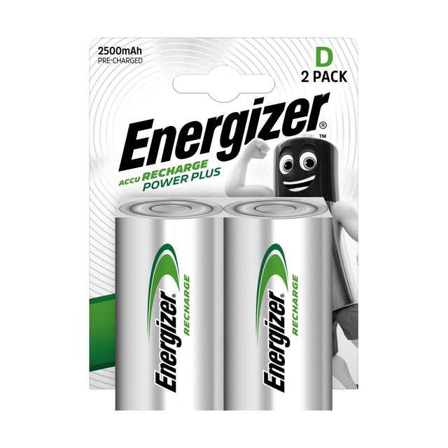 Energizer Recharge Power Plus D Batteries - 2 Pack retail pack