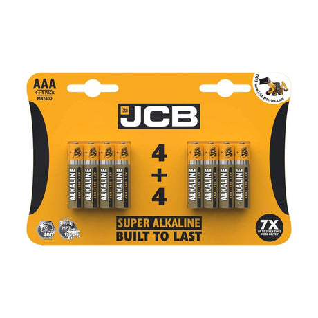 JCB Super Alkaline AAA Batteries (LR03) - 8 Pack retail pack