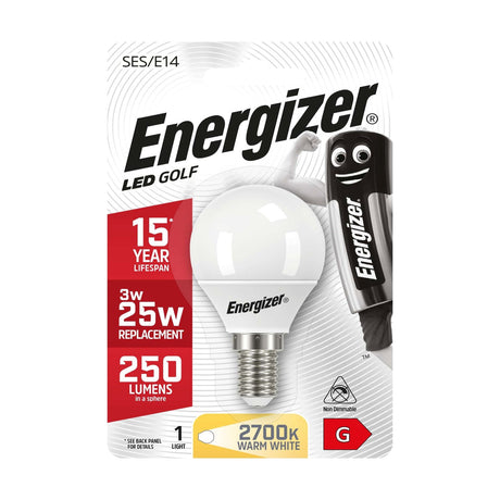 E14 (SES) LED Golf Bulb 3W 250lm Non-Dimmable - Warm White 2700K