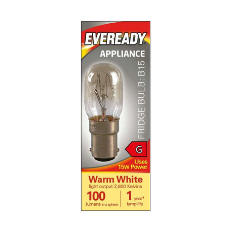 B15 (SBC) Fridge Bulb 15W 100lm - Warm White 3000K retail pack