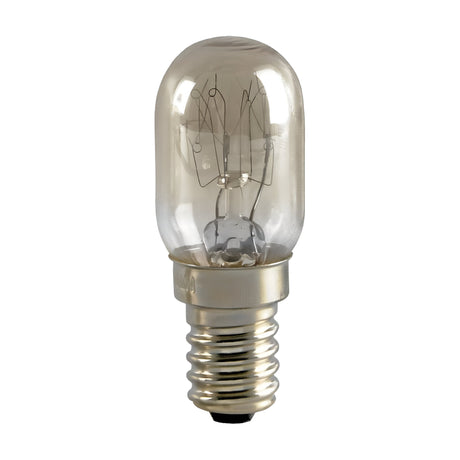 An Eveready 25W Non-Dimmable Pygmy Bulb with a metallic E14 screw base is displayed against a plain white background, featuring its visible internal filament and warm white 3000K design.