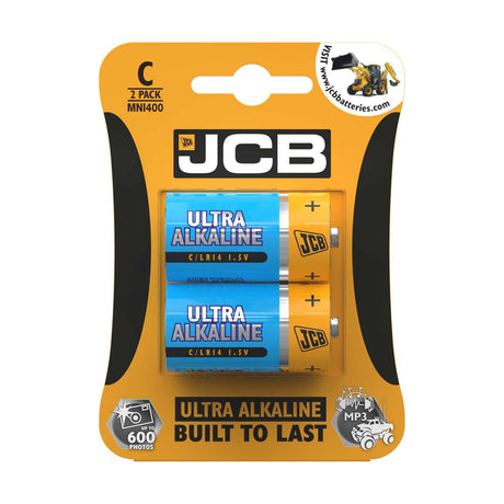 JCB Ultra Alkaline C Batteries (LR14) - 2 Pack retail pack
