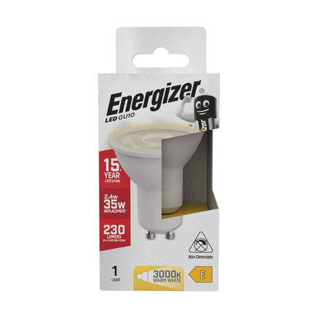 GU10 LED Bulb 2.4W 230lm Non-Dimmable - Warm White 3000K retail pack