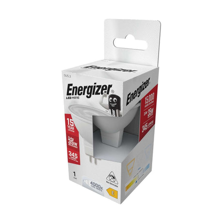 GU5.3 LED MR16 Bulb 3.4W 345lm Non-Dimmable - Cool White 4000K retail pack