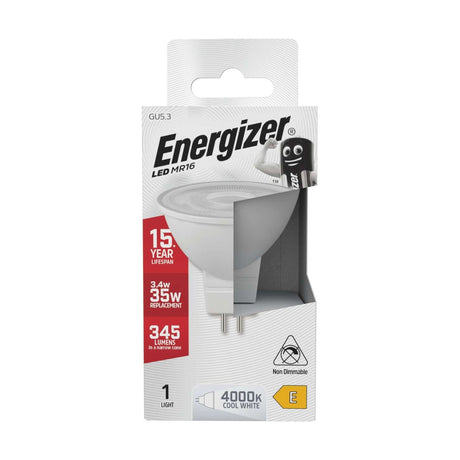 GU5.3 LED MR16 Bulb 3.4W 345lm Non-Dimmable - Cool White 4000K retail pack
