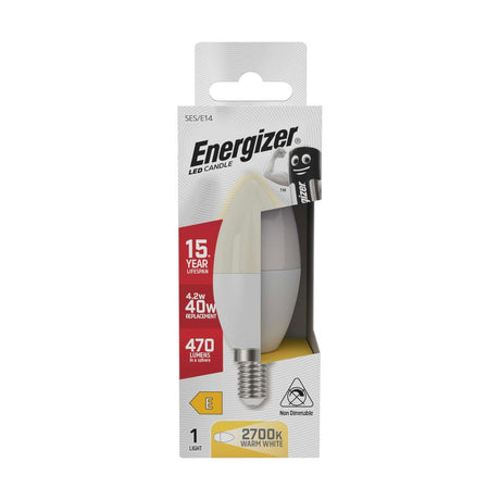E14 (SES) LED Bulb 4.2W 470lm Non-Dimmable - Warm White 2700K retail pack
