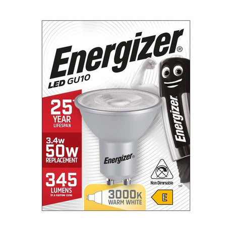 GU10 LED Bulb 3.4W 345lm Non-Dimmable - Warm White 3000K retail pack