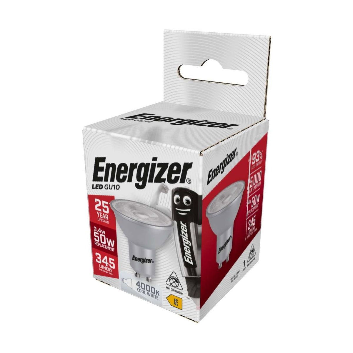 GU10 LED Spotlight Bulb 3.4W 345lm - Cool White 4000K retail pack