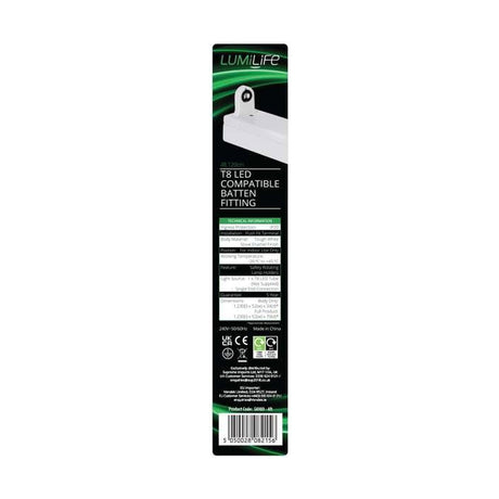 T8 LED Compatible IP20 4ft Batten Fitting retail pack