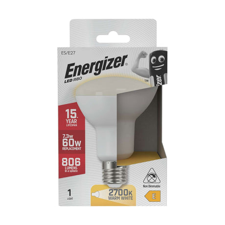 E27 (ES) LED R80 Reflector Bulb 7.3W 806lm - Warm White 2700K retail pack
