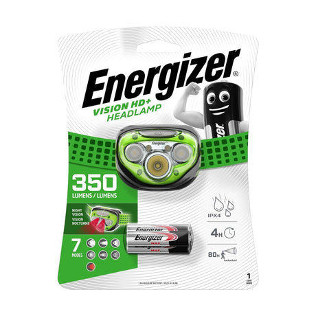 Energizer Vision HD+ Head Torch 350lm - 7 Modes, IPX4 retail pack