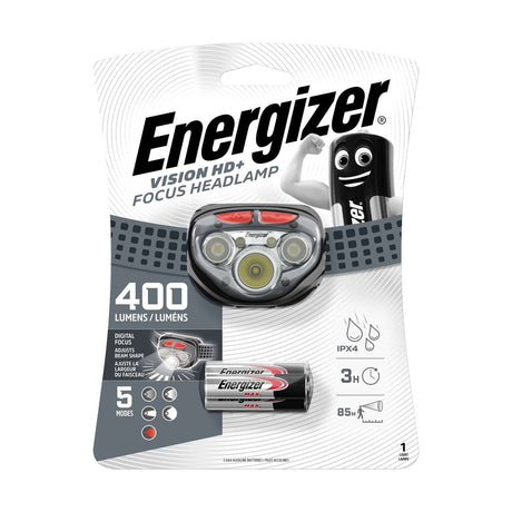Energizer Vision HD+ Focus Head Torch 400lm - Batteries Included retail pack