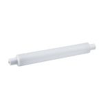 The image showcases an Energizer 4W S15 LED Strip Tube in warm white, 2700K, resembling a sleek cylindrical rolling pin. Its consistent coloring implies it could be made of plastic or a similar material, complemented by its smooth and rounded ends. The LED strip tube stands out against a plain white background, evoking the essence of warm white light.