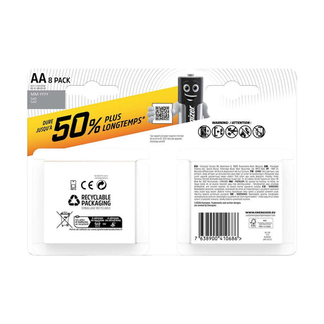 Energizer Alkaline Power AA Batteries (LR6) - 8 Pack retail pack